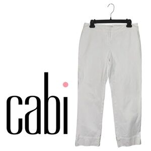 CABI White Ankle Pants #786 Ivory Crop Stretch Low Rise Women's 4